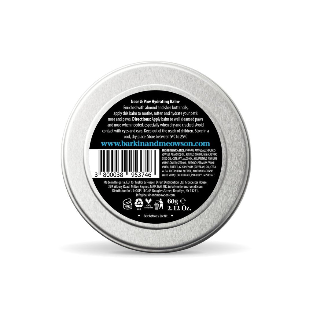 Balm tin with label on a white background