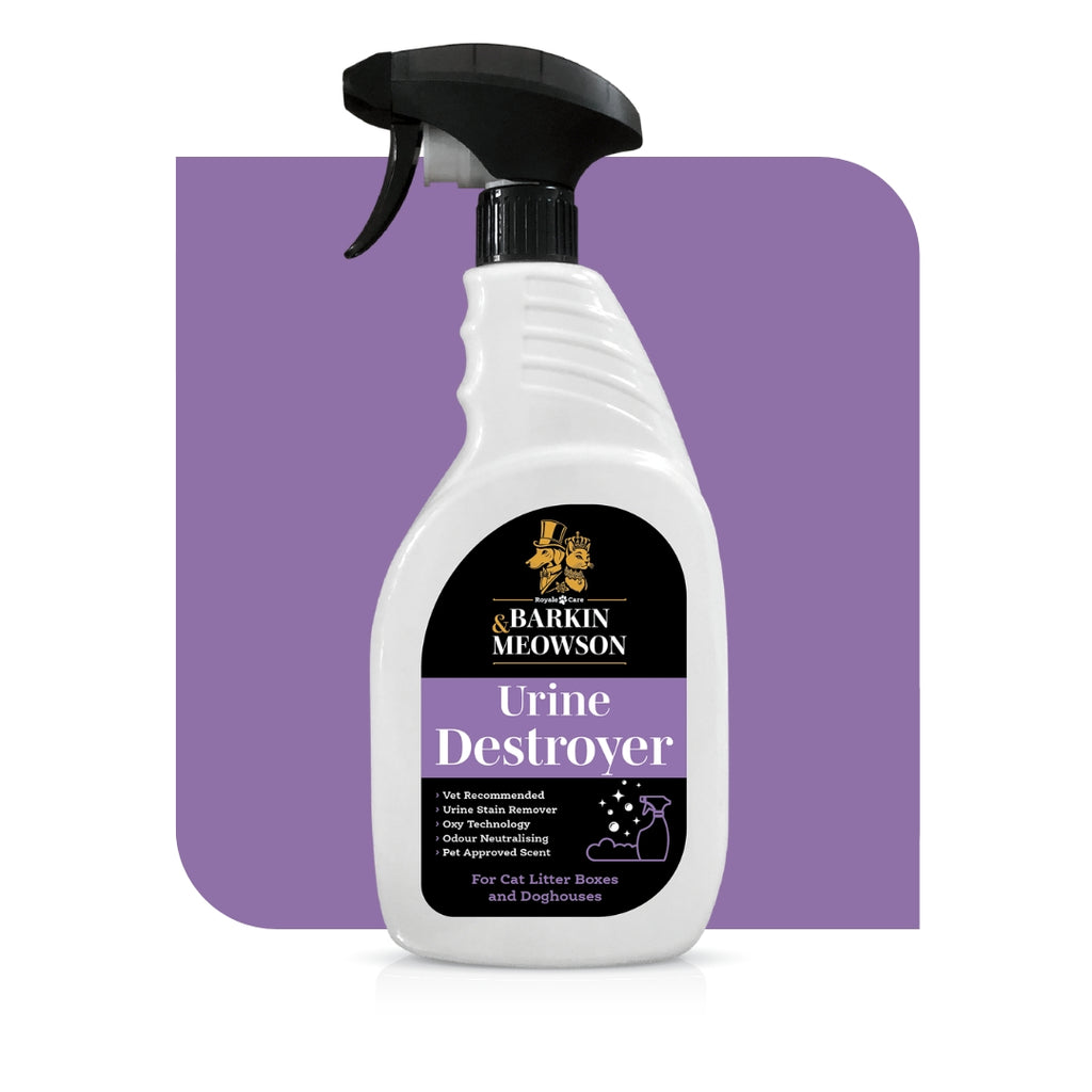 Barkin Meowson Urine Destroyer spray bottle on a white background