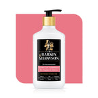 Barkin Meowson pet conditioner bottle on a white background with a pink rectangular object.