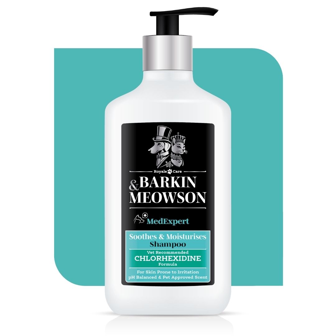 Barkin & Meowson shampoo bottle with black label on a white background