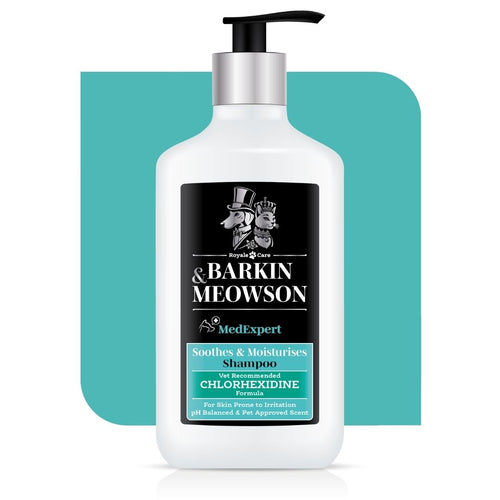 Barkin & Meowson shampoo bottle with black label on a white background