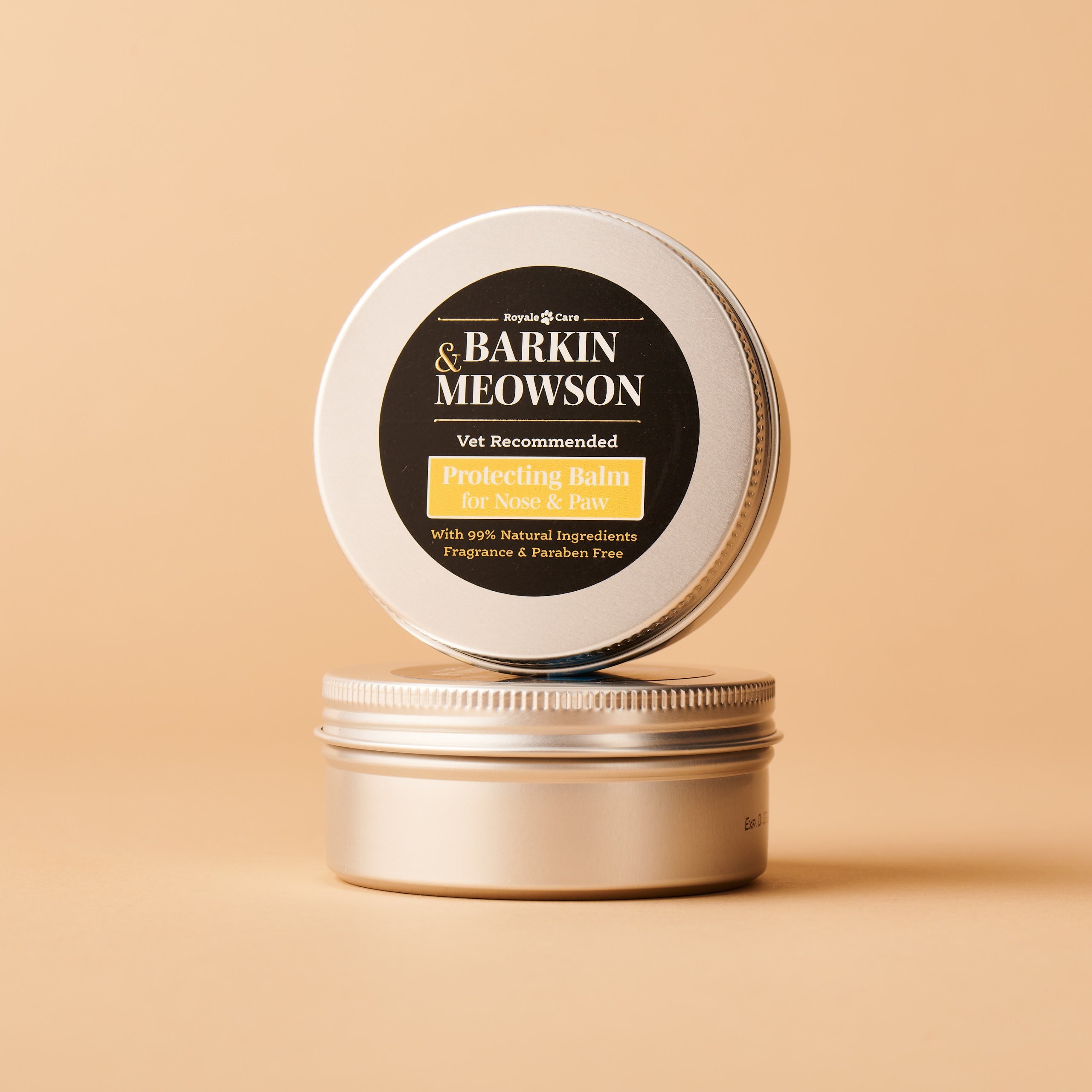 Twin-pack of 'Barkin & Meowson' pet product on a beige background