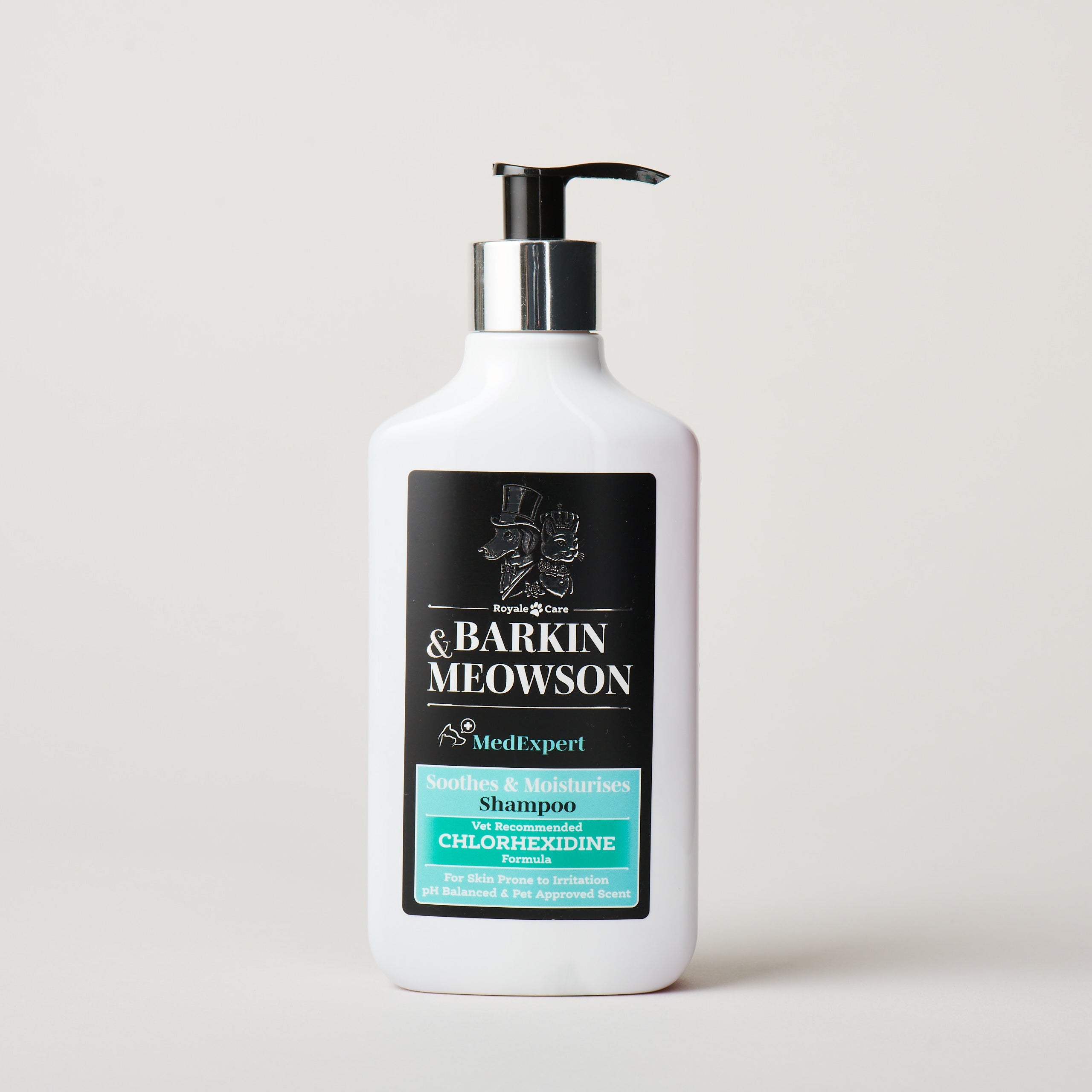 Barkin & Meowson shampoo bottle on a light gray background