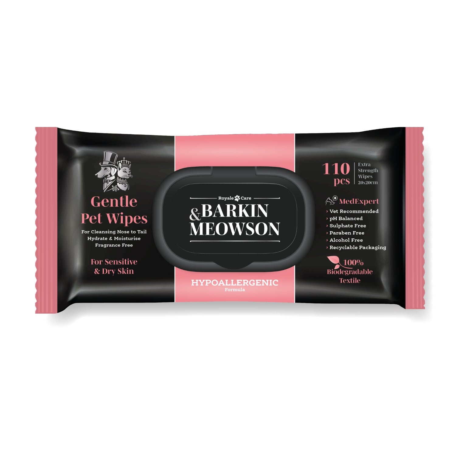 NEW Hypoallergenic Pet Wipes for Sensitive Skin 110pcs