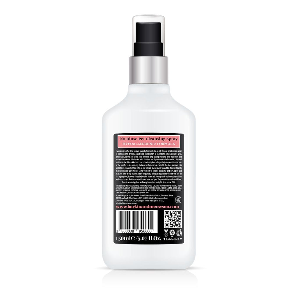 White spray bottle with black label on a white background