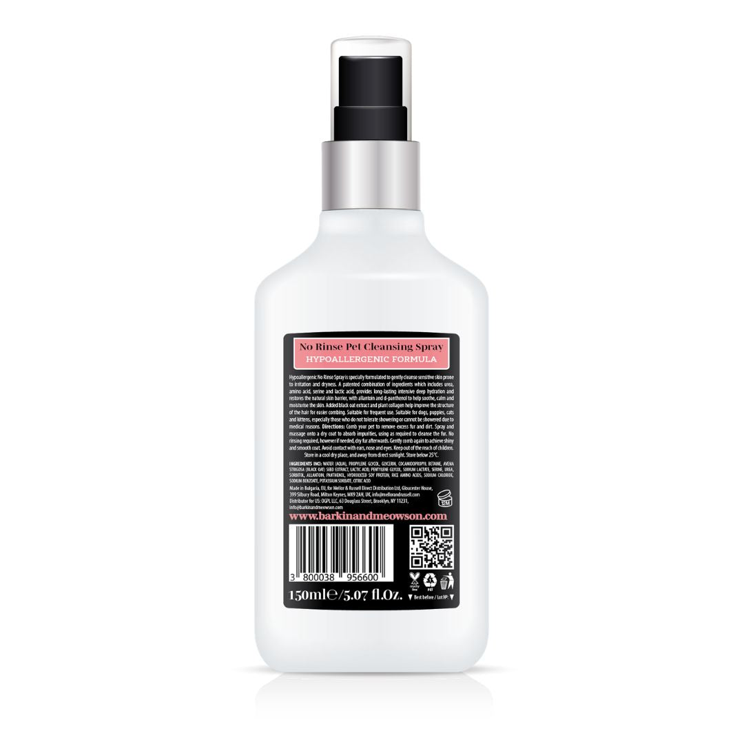White spray bottle with black label on a white background