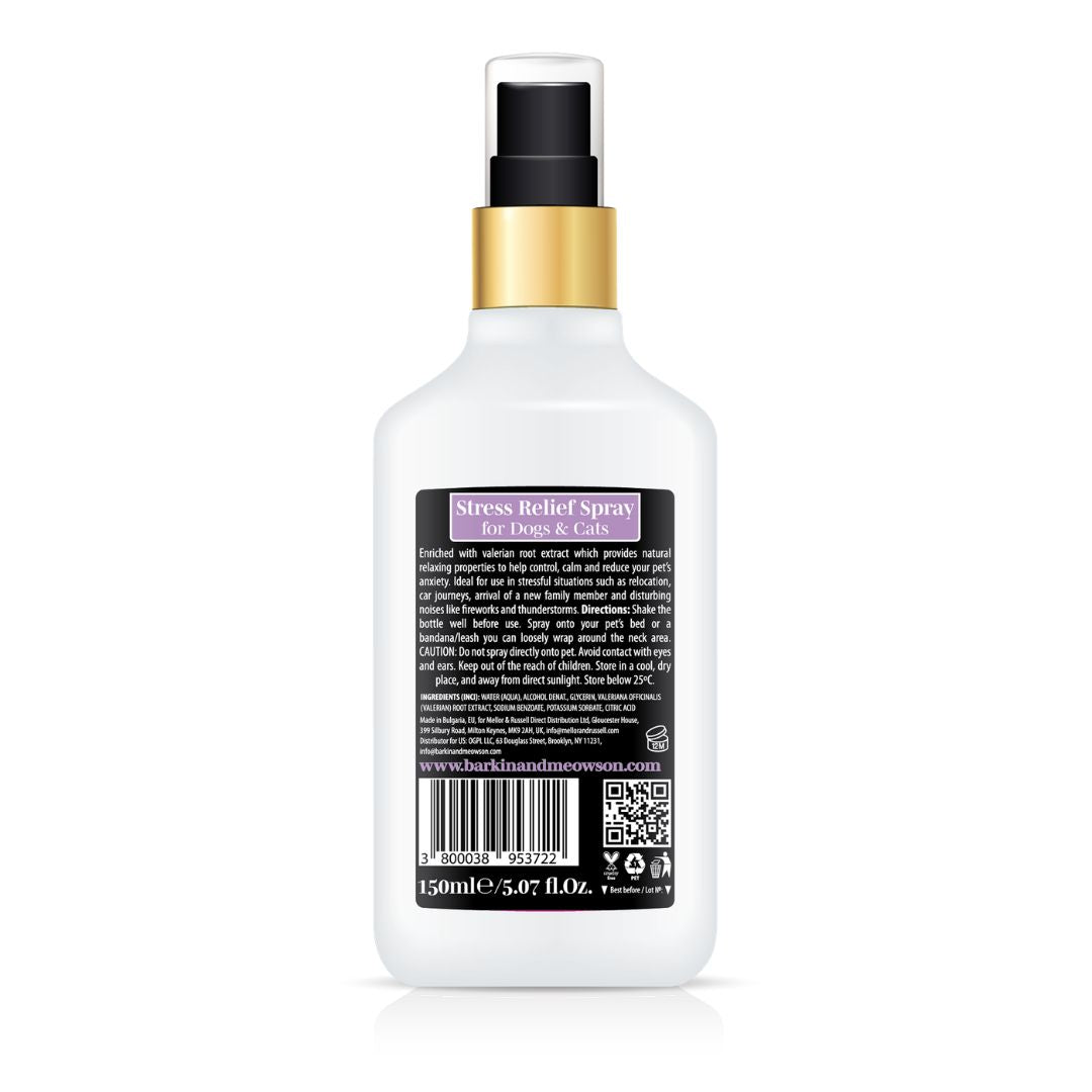 White spray bottle with gold cap on a white background