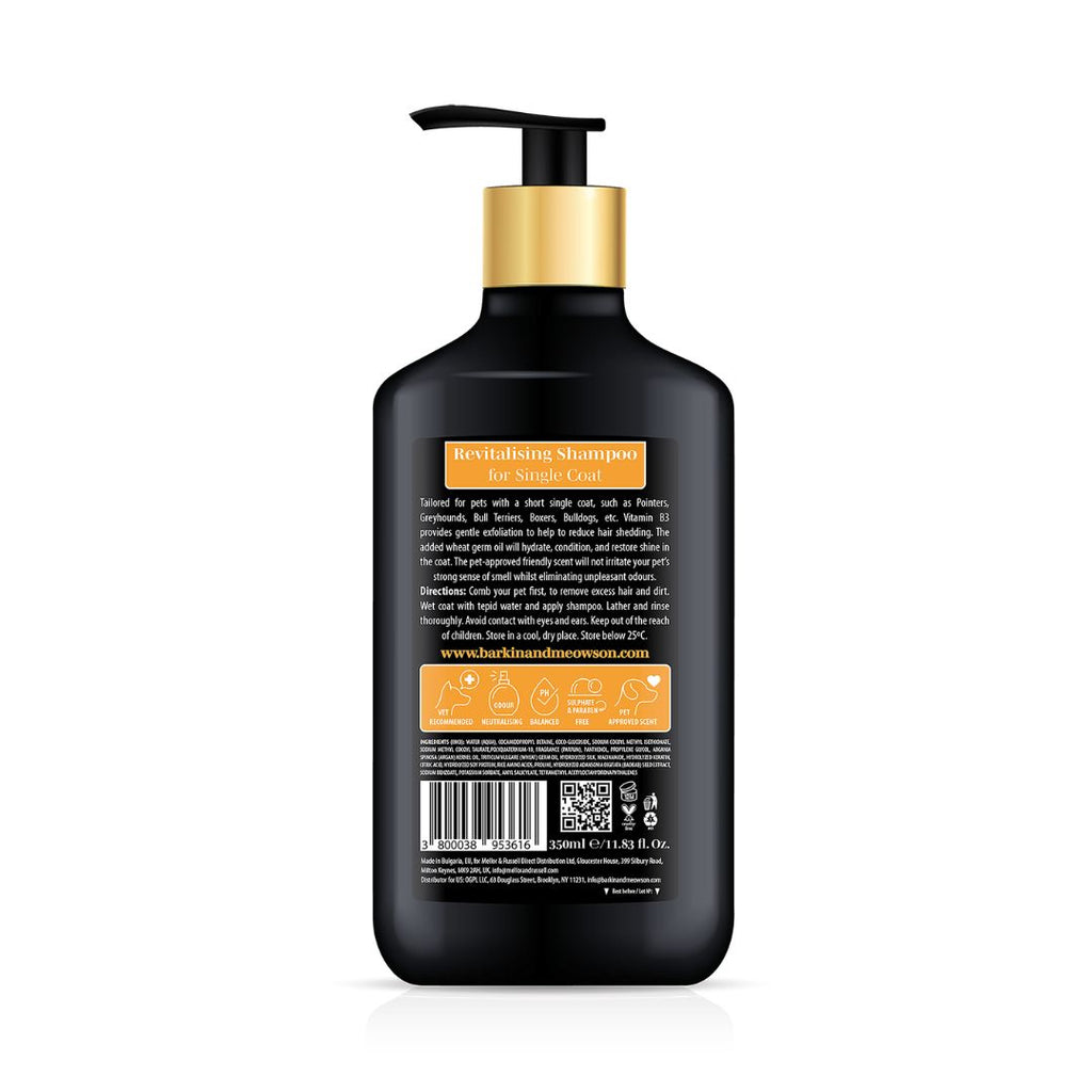 Black shampoo bottle with pump and gold cap on a white background
