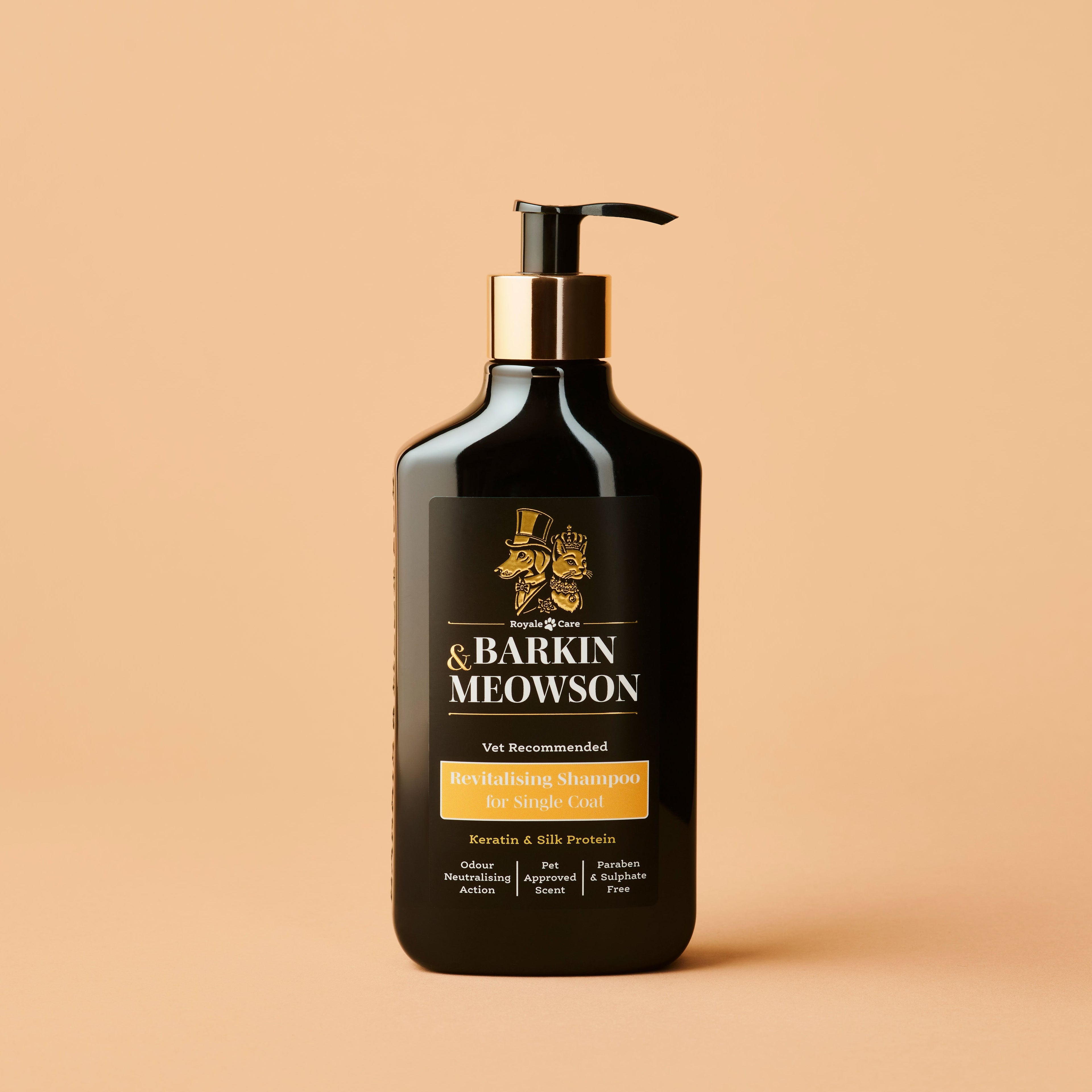 Barkin Meowson bottle on a beige background