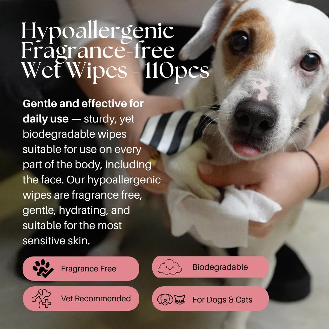 NEW Hypoallergenic Pet Wipes for Sensitive Skin 60pcs